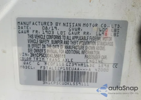 2019 Nissan Kicks from USA, damaged, VIN 3N1CP5CU0KL559111